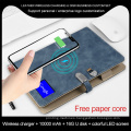 Business Gift 10000mAh Wireless Charging Notebook with Power Bank Light up Logo and USB Flash Drive Gift Packing